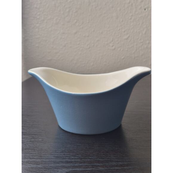 Marcrest Swiss Alpine Gravy Boat and Butter Dish Plate Blue 1950s Mid-Century - Picture 4 of 10